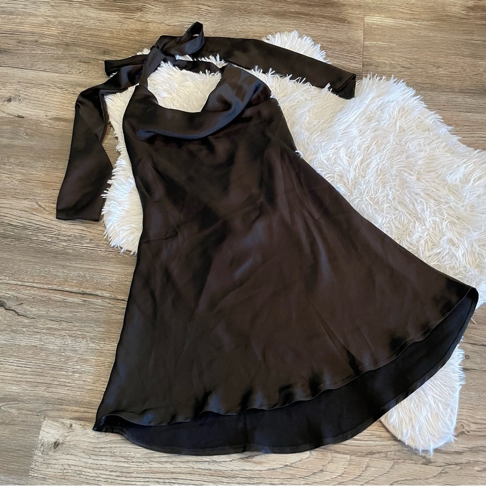 Hello Molly Proud Friend Mini Dress Satin Halter Cowl Coquette Small 4 90s LBD - Picture 4 of 10